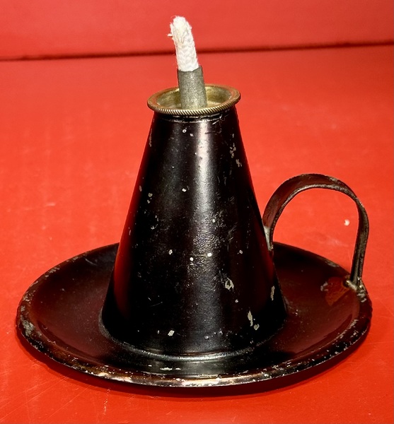 24-216. Miniature Single-Burner Tin Whale Oil Lamp