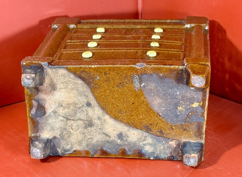 25-068. Large Redware Chest of Drawer’s Form Bank