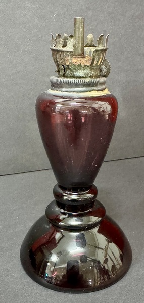 25-032. Amethyst Color Glass Whale Oil Lamp