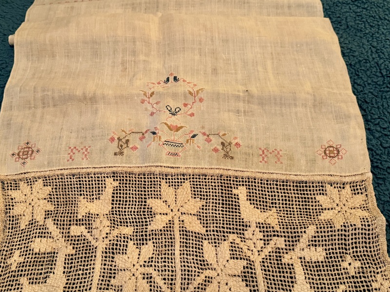 25-148 PA German Embellished Show Towel ca. 1844
