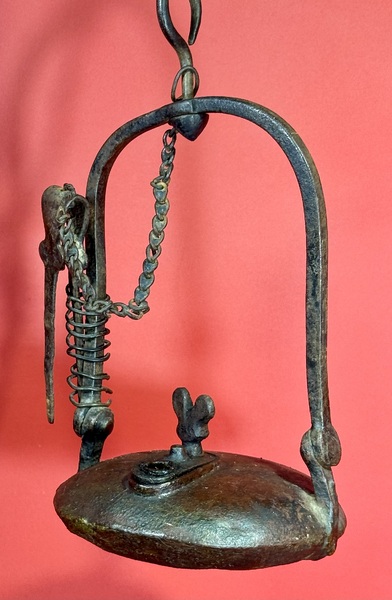25-084. Cast iron Miner’s lamp with handle