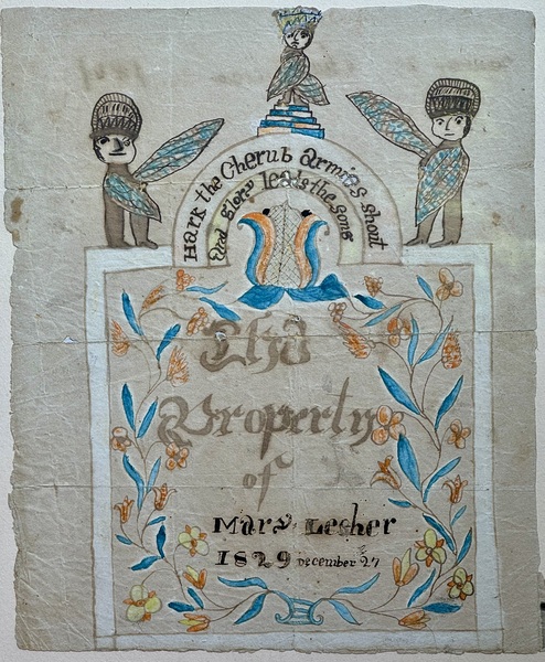 24-198. Fraktur Book Plate Dated Dec. 27, 1829