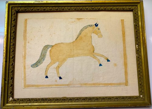 22-140. Pencil and watercolor drawing of a horse.