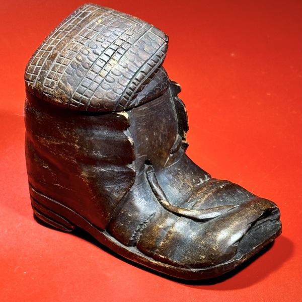 24-021. Treen ink well in the form of a worn shoe