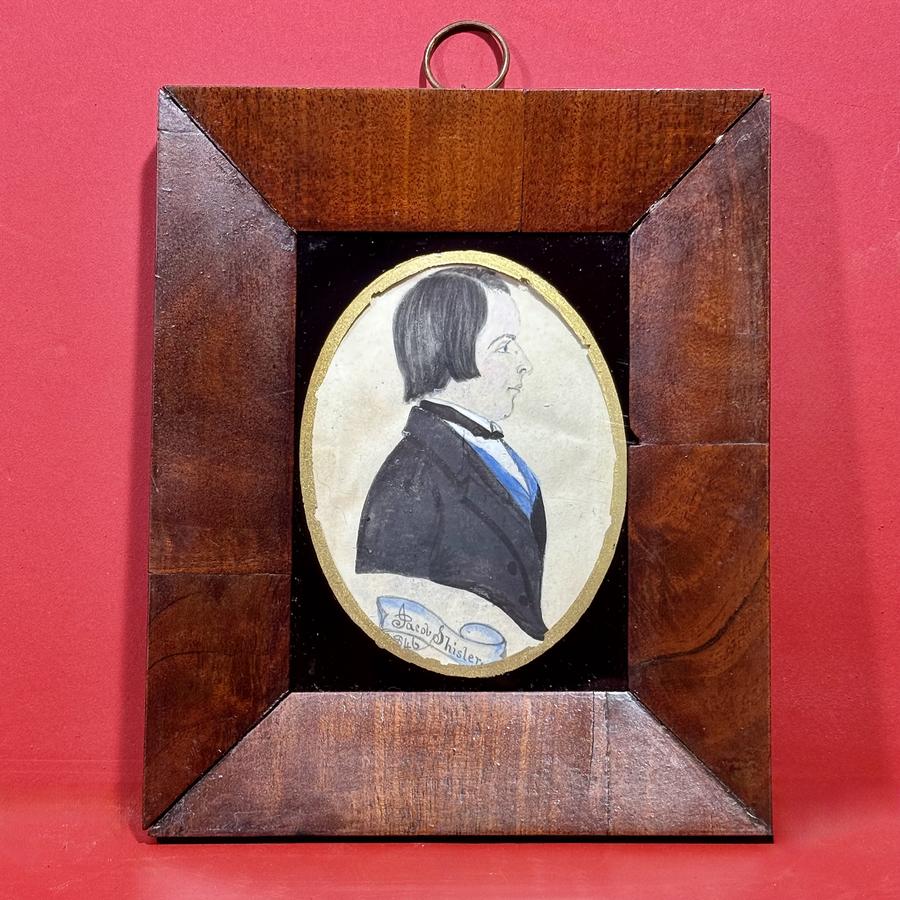 26-123.Pair American Folk-Art Watercolor Portraits