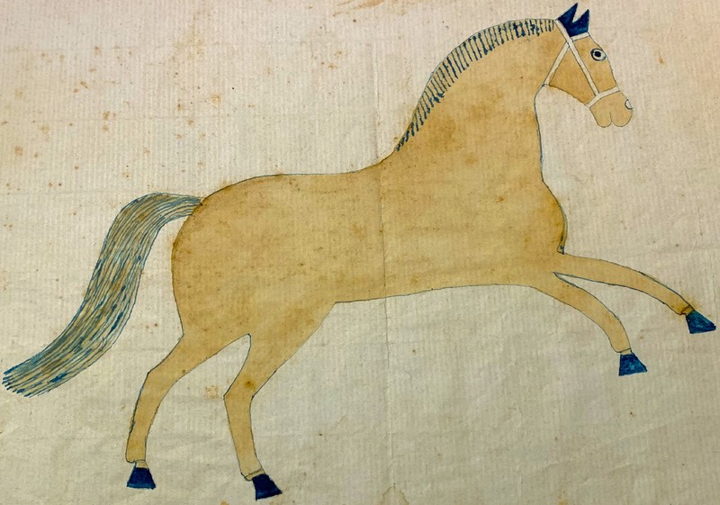 22-140. Pencil and watercolor drawing of a horse.