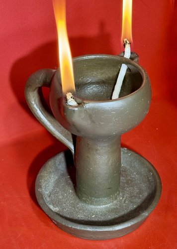 25-086. Southern U. S. Stone Ware Grease Lamp