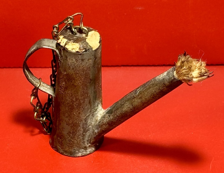 24-080. A miniature tin fluid lamp