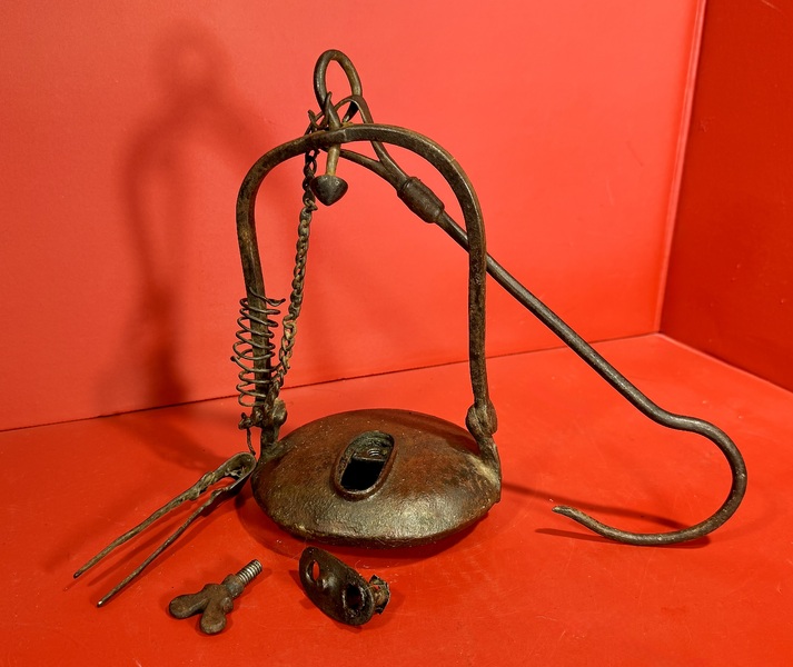 25-084. Cast iron Miner’s lamp with handle