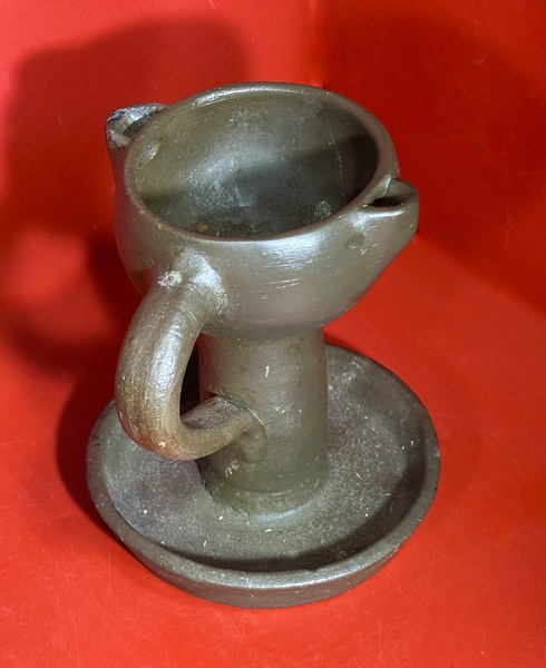 25-086. Southern U. S. Stone Ware Grease Lamp