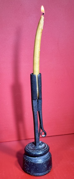 24-228. Early Hand-Wrought Iron, Candle Holder