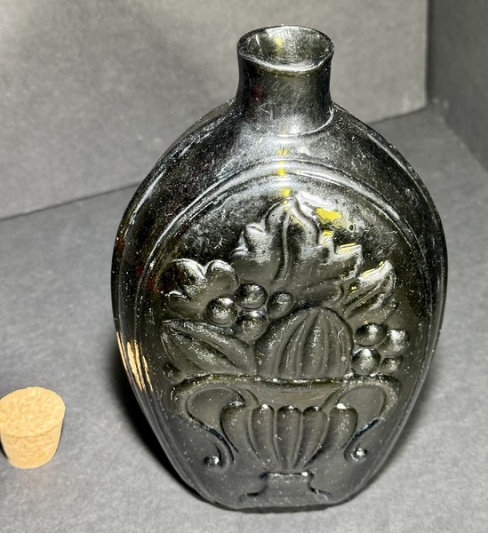 25-147. Blown Glass Cornucopia & Urn Pattern Flask
