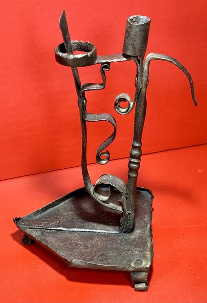 23-144. Early two candle Alpine type candle lamp
