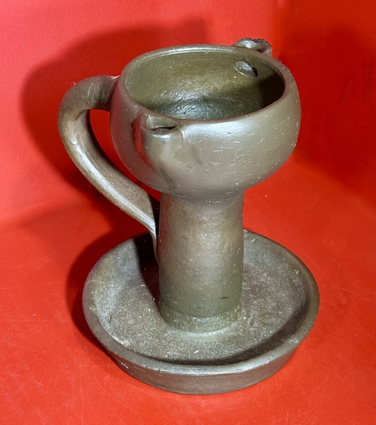 25-086. Southern U. S. Stone Ware Grease Lamp