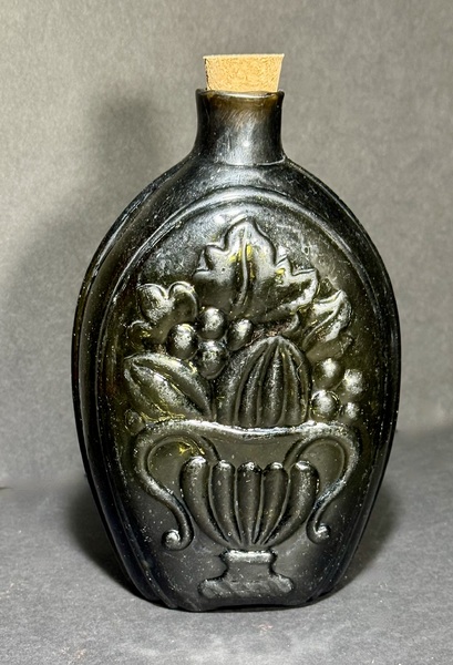 25-147. Blown Glass Cornucopia & Urn Pattern Flask