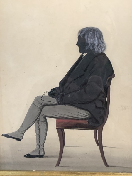 22-055. 19th cent. watercolor silhouette of a man