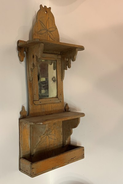 21-187 Wall mounted shaving shelf with mirror