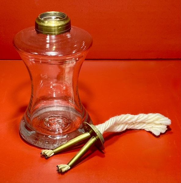 24-250. Hand-Blown Glass Burning Fluid Lamp