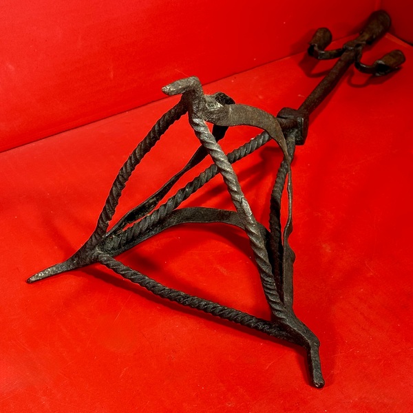 26-019 Very Early Spanish Tabletop Iron Candelabra