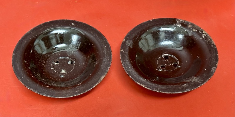 25-104. Pair of Short Tole Painted Candlesticks