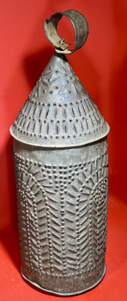 25-043. A PA Pierced Tin Candle Lantern
