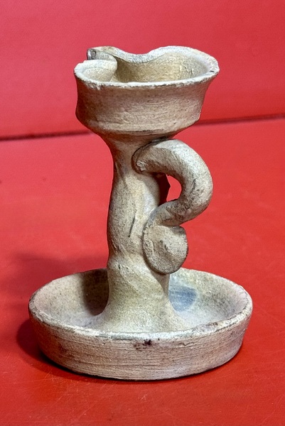 25-110. A True Miniature Redware Fat Lamp