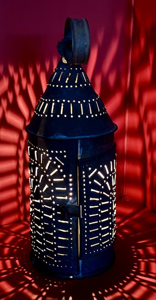 25-052. A Medium-Sized Punched Tin Candle Lantern