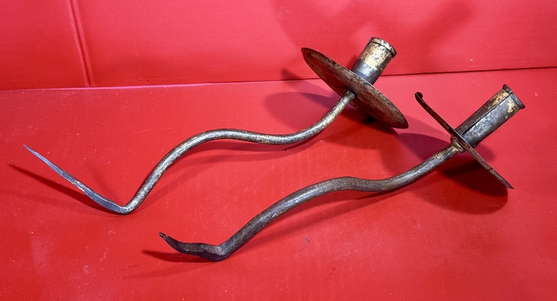 24-241. A Pair of Spiked Single Candle Sconces