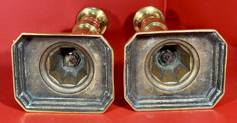 25-062. Pair of Early Victorian Brass Candlesticks