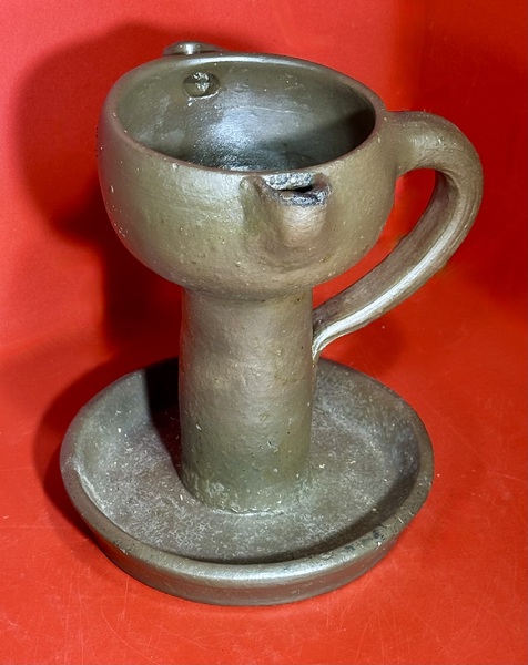 25-086. Southern U. S. Stone Ware Grease Lamp