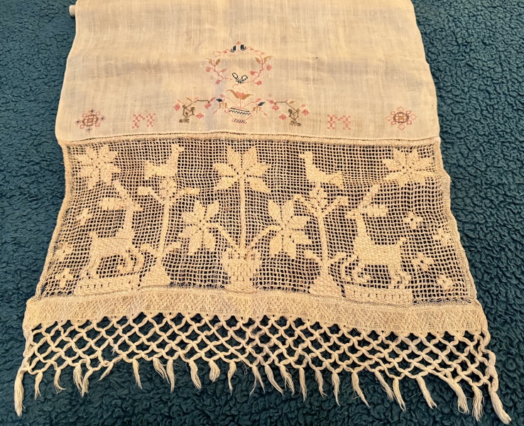 25-148 PA German Embellished Show Towel ca. 1844