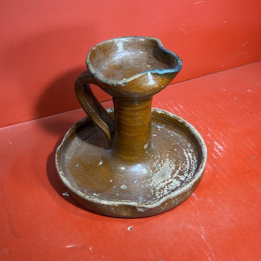 24-277 A Scarce Pennsylvania Redware Fat Lamp
