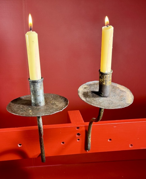 24-241. A Pair of Spiked Single Candle Sconces