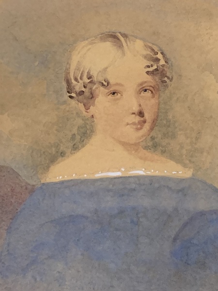 22-107. Small watercolor portrait of a young girl.