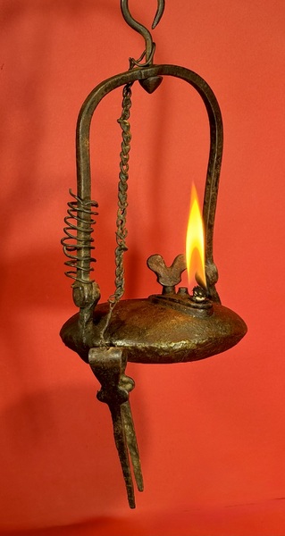 25-084. Cast iron Miner’s lamp with handle