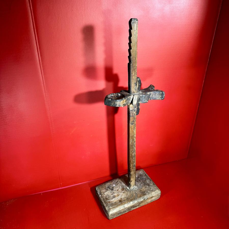 26-012 Primitive Piece of Early Wooden Lighting
