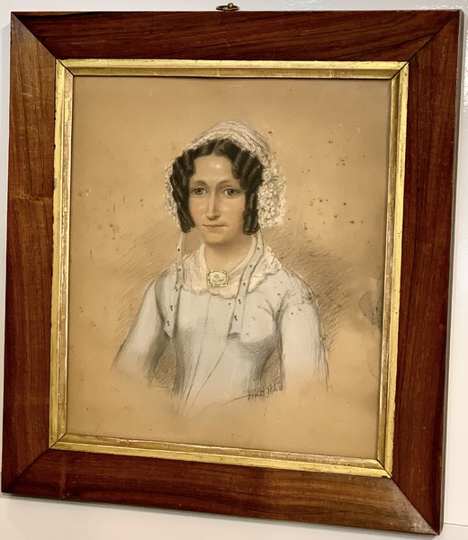 22-053. A pastel and pencil portrait of a woman