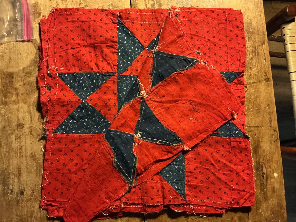 6 Red & Blue Calico Quilt Squares