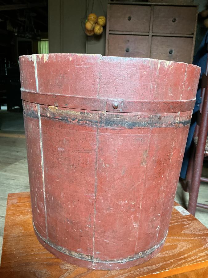 A Real Red Painted Sap Bucket