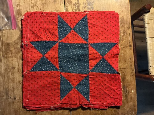 6 Red & Blue Calico Quilt Squares