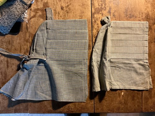 2 Blue Homespun Children’s Bonnets
