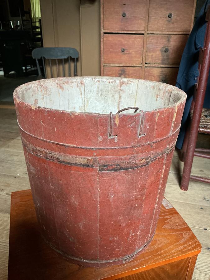 A Real Red Painted Sap Bucket