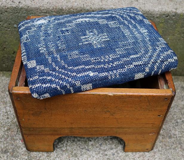 Antique 19th-Century Footstool with Early Coverlet