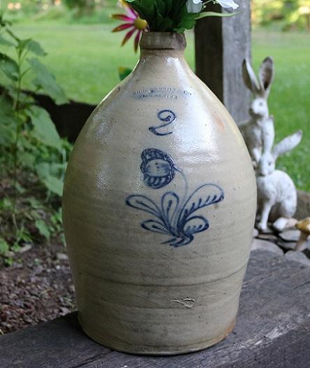 19th Century Stoneware Floral Slip Decorated Jug