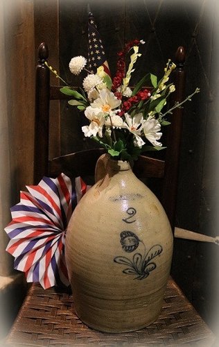 19th Century Stoneware Floral Slip Decorated Jug