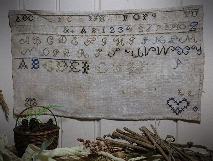 Early Sampler with Heart Motif