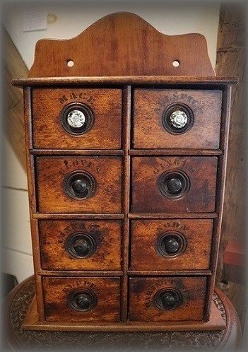 Spice Box Cabinet Eight Drawers Marked