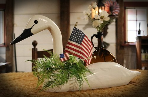 PA Folk Art Swan Decoy – Signed Geo Dohner 1976