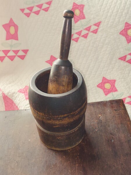 Early 1800s Wooden Mortar and Pestle