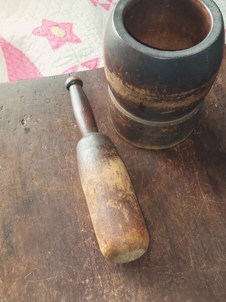 Early 1800s Wooden Mortar and Pestle